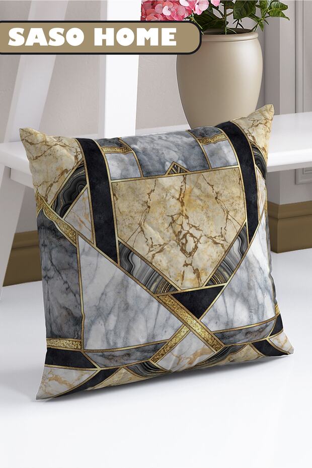 Yellow-gray Mosaic Marble Processing Patterned 140 X 270 Cm Digital Printed Background Curtain (Single Wing) - 4