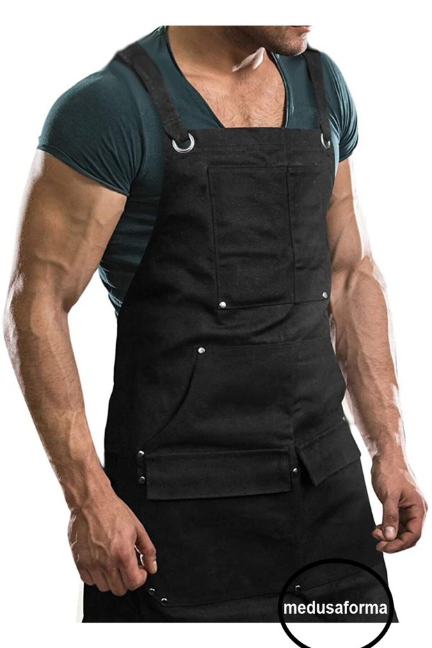 Hanging Kitchen Apron Master Chef Cafe Chef Waiter Cook Hairdresser Art Barista Apron - Black