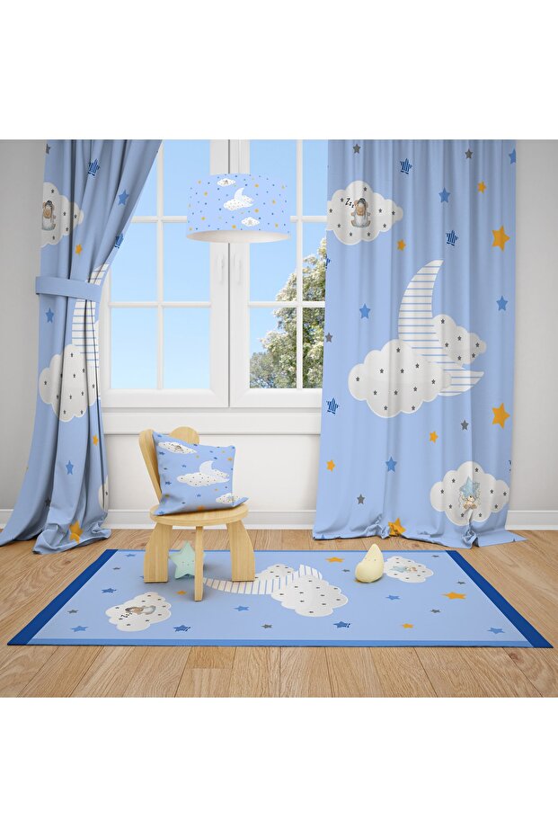Baby and Children's Room Cloud and Moon Two Wing Background Curtain Bmfp-148