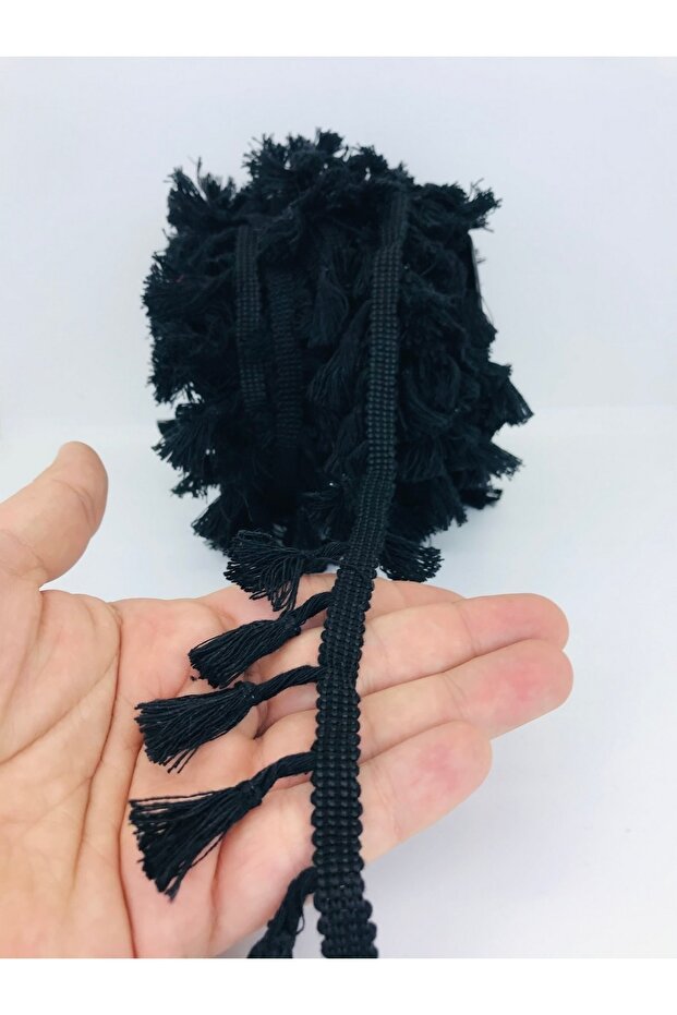Black Cotton Fringe Tassel 1 Meter Width 4 cm – Decorative Ribbon
