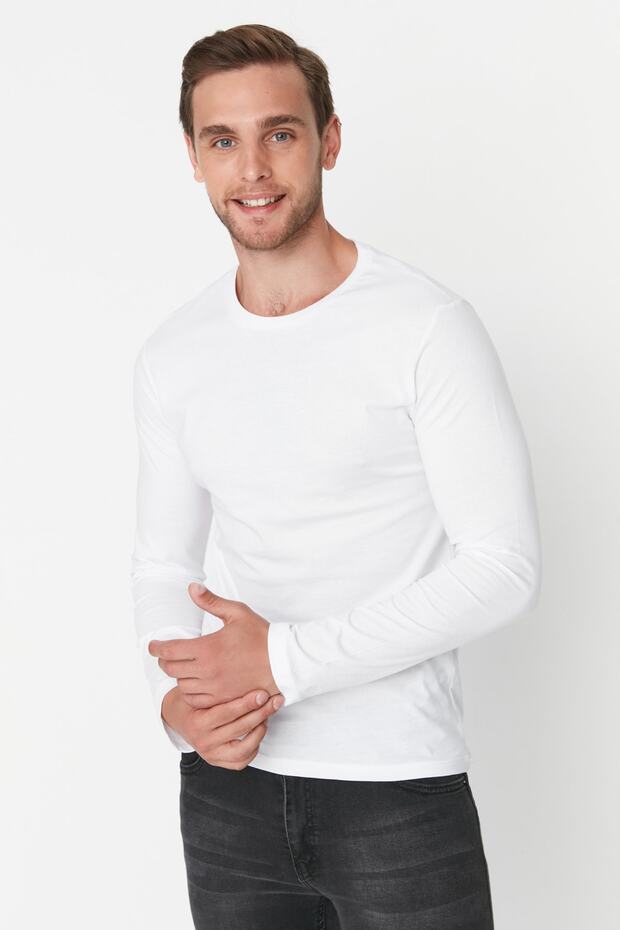 Antrasit Melanj-Beyaz-Siyah Regular/Normal Kesim 3'lü Paket %100 Pamuk Tok T-shirt TMNAW21TS0197 - 8