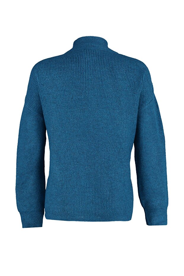 Blauer Strickpullover mit weicher Struktur und Reißverschluss TWOAW20XS0009 - 6