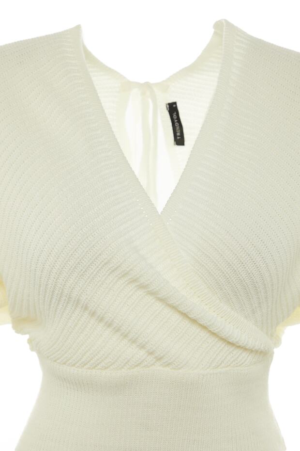 Ecrufarbener zweireihiger Strickpullover TWOAW21KZ1277 - 6