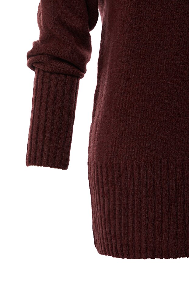 Bordo Geniş Kalıp Yumuşak Dokulu Basic Triko Kazak TWOAW23KZ00490 - 6