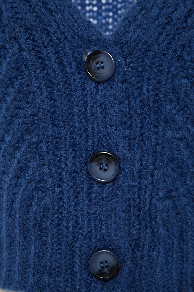 Indigo Yumuşak Dokulu Crop Triko Hırka TWOAW21HI0017 - 6