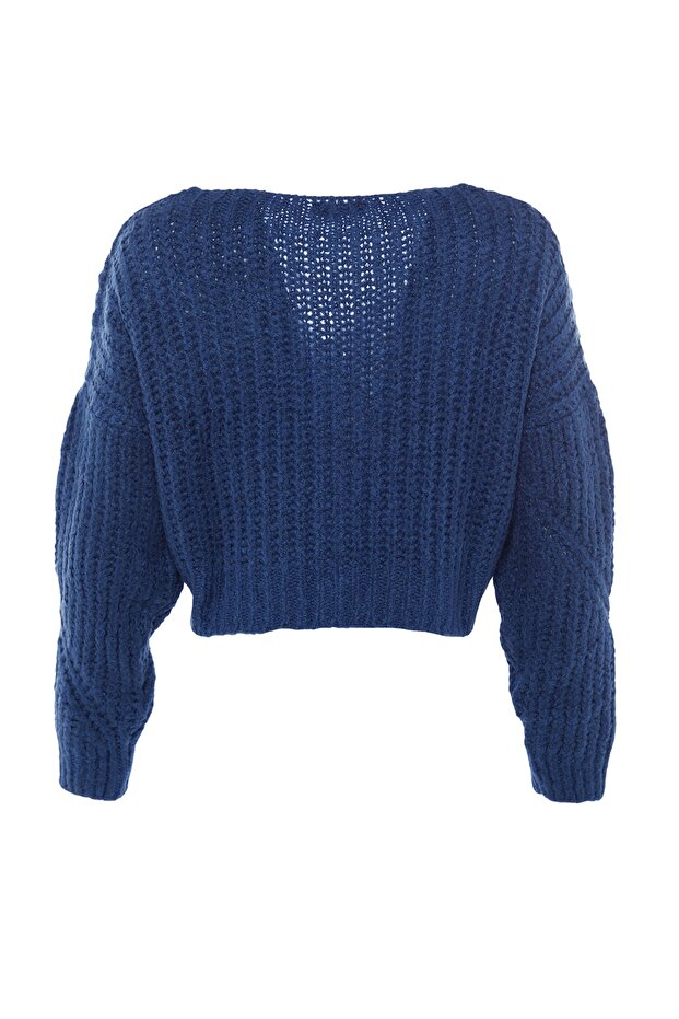 Indigo Yumuşak Dokulu Crop Triko Hırka TWOAW21HI0017 - 7