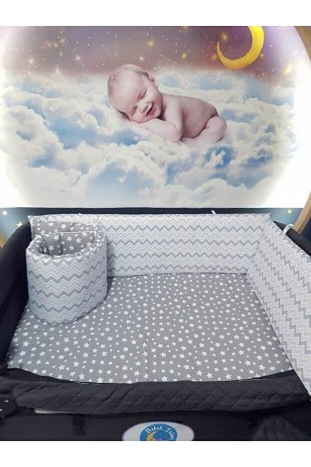 70x120 Baby Sleeping Set with Mosquito Net Thin Zigzag Pattern 12 Pieces Compatible with Park Cribs (crib is Excluded) - 5