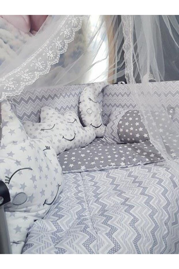 70x120 Baby Sleeping Set with Mosquito Net Thin Zigzag Pattern 12 Pieces Compatible with Park Cribs (crib is Excluded) - 7