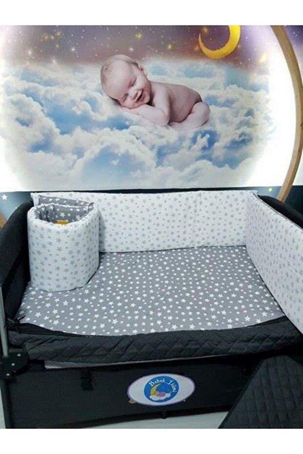 70x120 Baby Sleeping Set with Mosquito Net Star Pattern 12 Pieces Compatible with Park Cribs (crib is not included) - 5