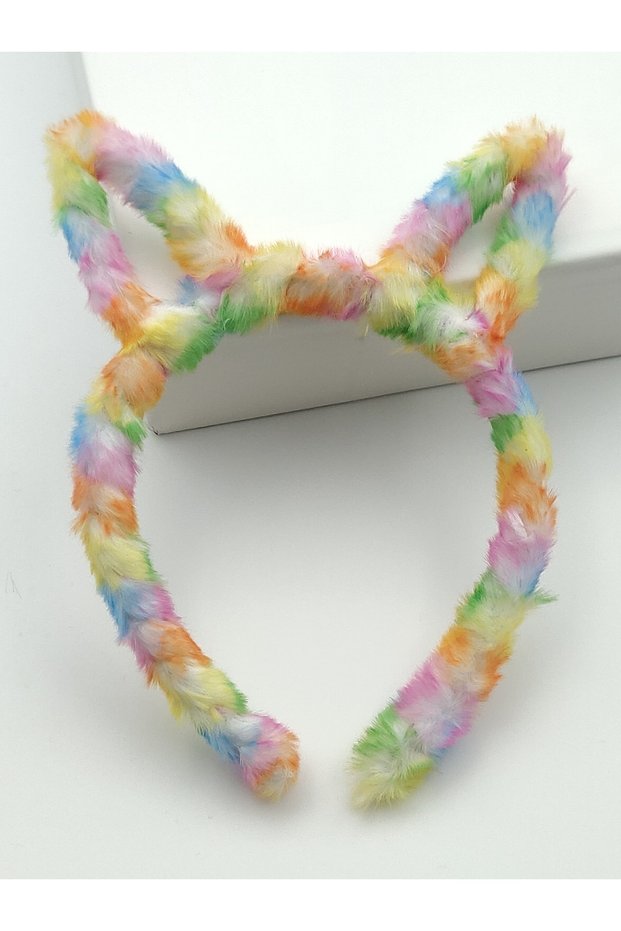 Children's Rainbow Colored Rabbit Eared Plush Crown