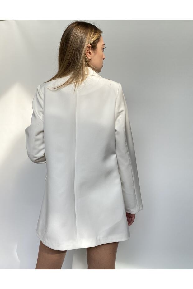 Kadın Ekru Blazer Ceket - 3