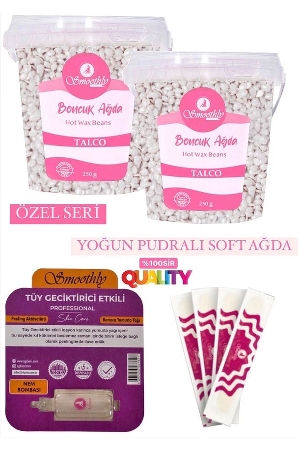 Talco Beyaz Inci Soyulabilen Boncuk Ağda, 1 Adet Tüy Losyon, 4 Spatula - 1