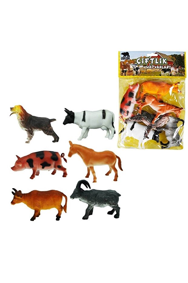 00712 Çiftlik Hayvanları Poşetli 6lı Hayvan Oyun Seti - 1