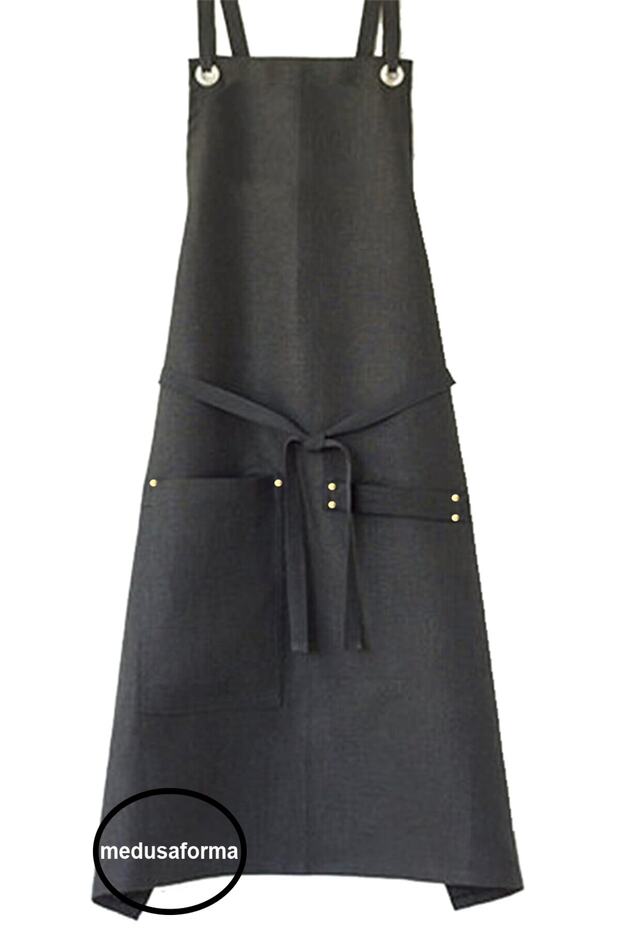 Master Chef Cafe Chef Waiter Hairdresser Tattoo Barista Apron - Cross Strap, Black