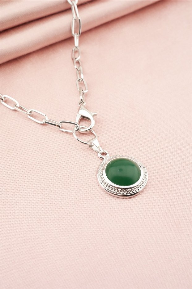 Women's Special Design Plastic Stone Colored Medallion Necklace