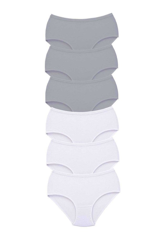 6 Pieces Tutku Women's High Waist Bato Thick Rubber Panties White (With Earphones as a Gift)