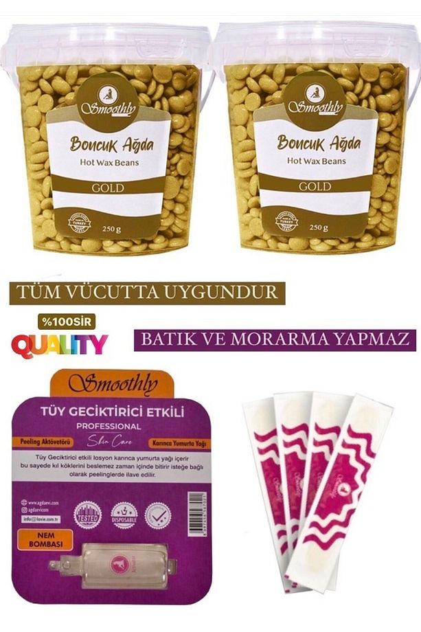 Yüz Bikini Bölgesi Soyulabilir Granül Boncuk Ağda1 Adet Tüy Losyon, 4 Spatula - 1