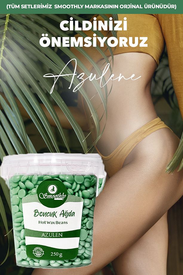 Azulen Soyulabilir Granül Boncuk Ağda 2 X 250 G. 1 Adet Tüy Geciktici Losyon 4 Spatula - 2