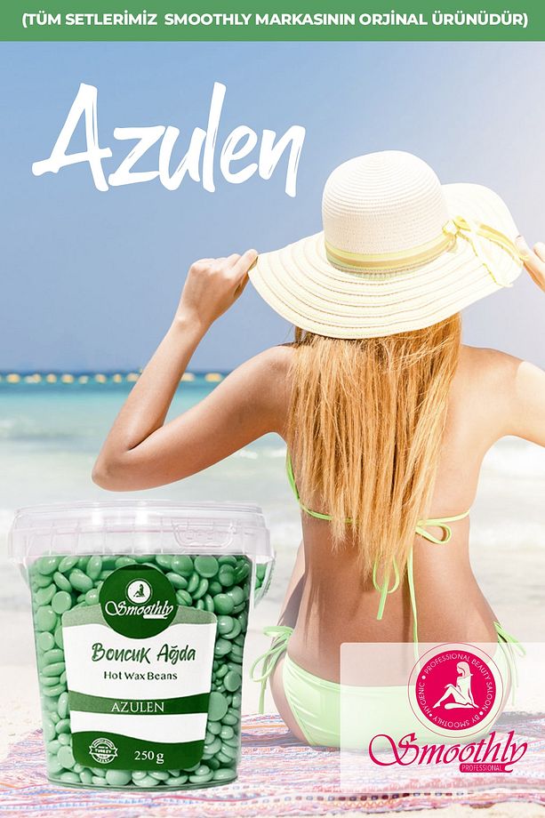 Azulen Soyulabilir Granül Boncuk Ağda 2 X 250 G. 1 Adet Tüy Geciktici Losyon 4 Spatula - 5