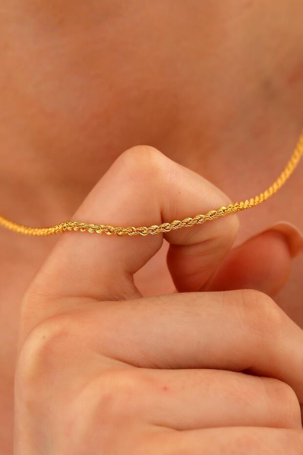 14 Ayar Altın Mega Kalın Halat Zincir Kolye - 1