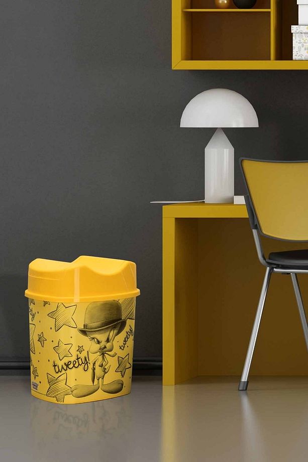 Lisanslı Yutan Kapaklı Çocuk Çöp Kovası 5,5 Lt - Tweety - 1