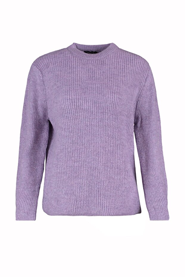 Lila Geniş Kalıp Yumuşak Dokulu Basic Triko Kazak TWOAW20FV0142 - 6