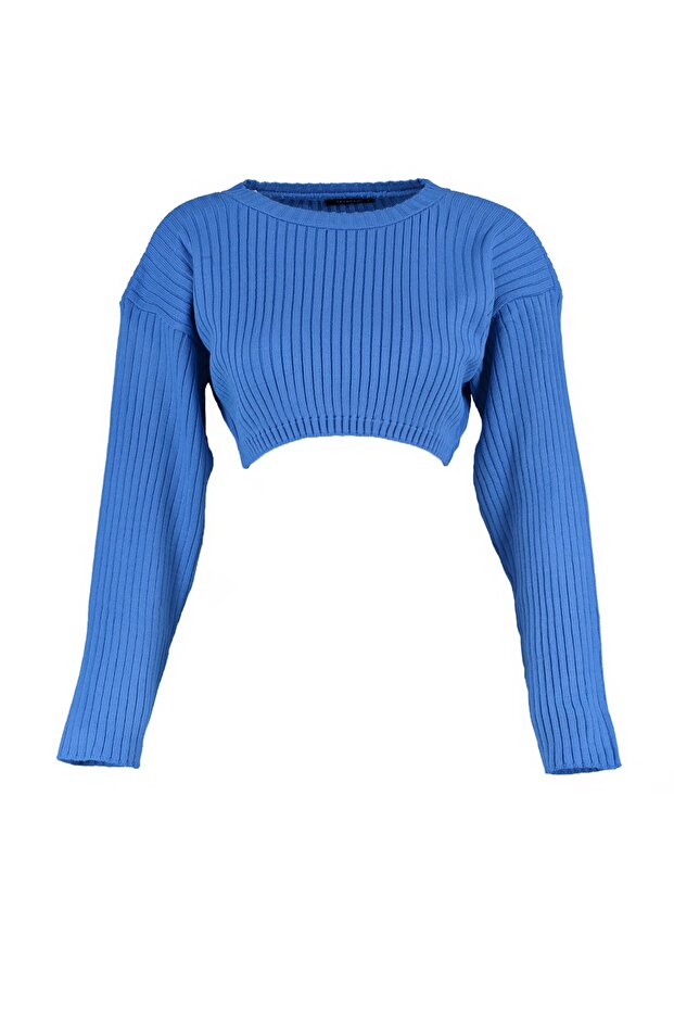 Blauer Super Crop Basic Strickpullover TWOAW23KZ01068 - 7