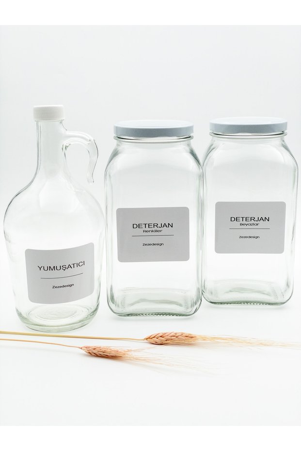 Decorative Glass Jar 3lt (detergent Whites-colors / Softener Bottle White Lid)