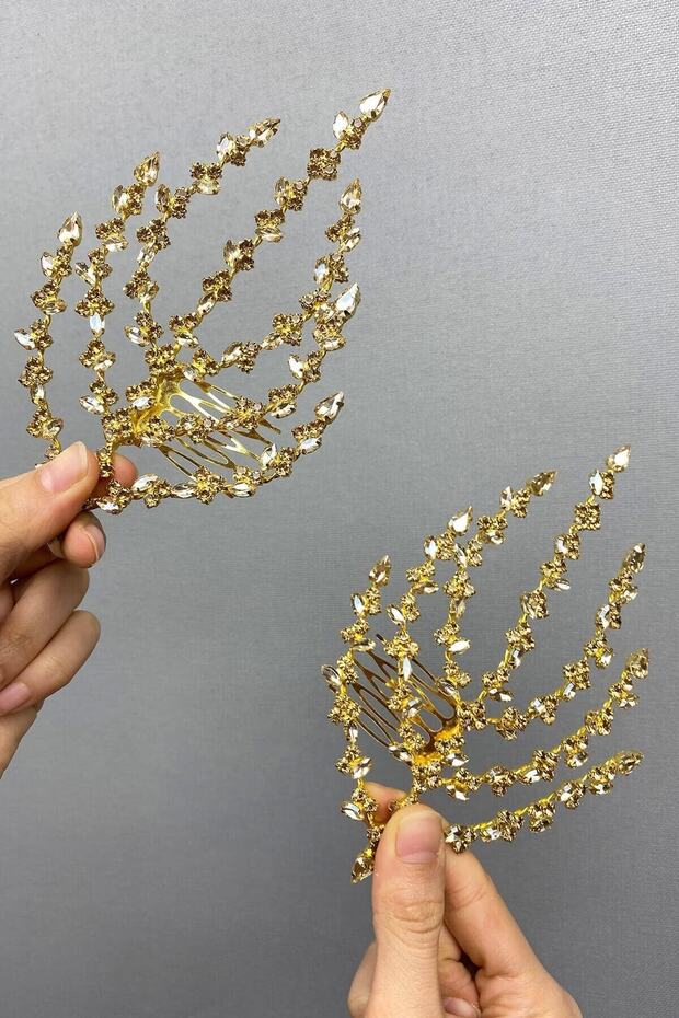 Double Sided Leaf Patterned Hair Accessory Henna Crown