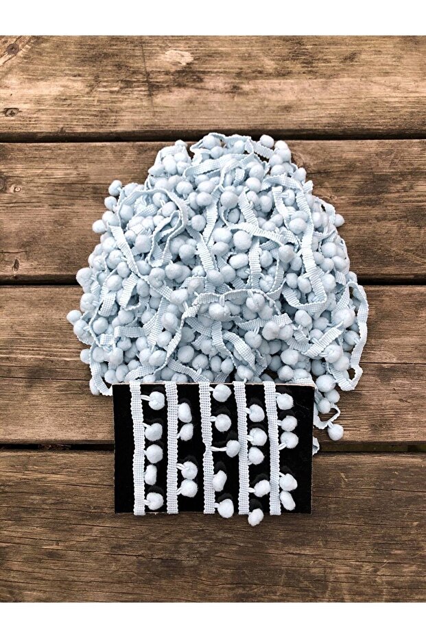 Light Blue Ribbon Pompom 5 Meters – Decorative Ribbon