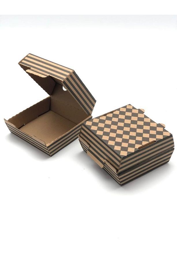 Hamburger Kutusu Kraft 12x12x7 Cips Kutusu Çok Amaçlı Kutu Karton Kutu Pasta Kutusu (10 ADET) - 1