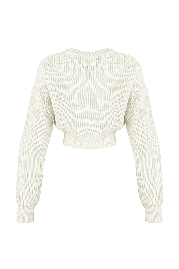Ekru Super Crop Basic Triko Kazak TWOAW23KZ01620 - 8