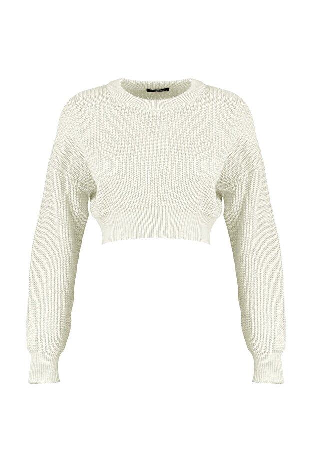 Ekru Super Crop Basic Triko Kazak TWOAW23KZ01620 - 6