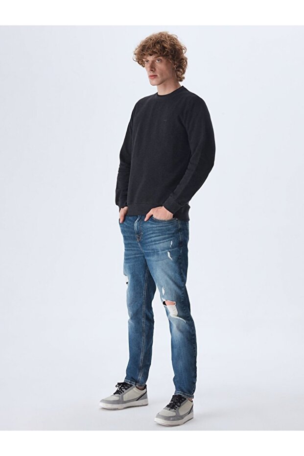 Crew Neck Anthracite Sweatshirt
