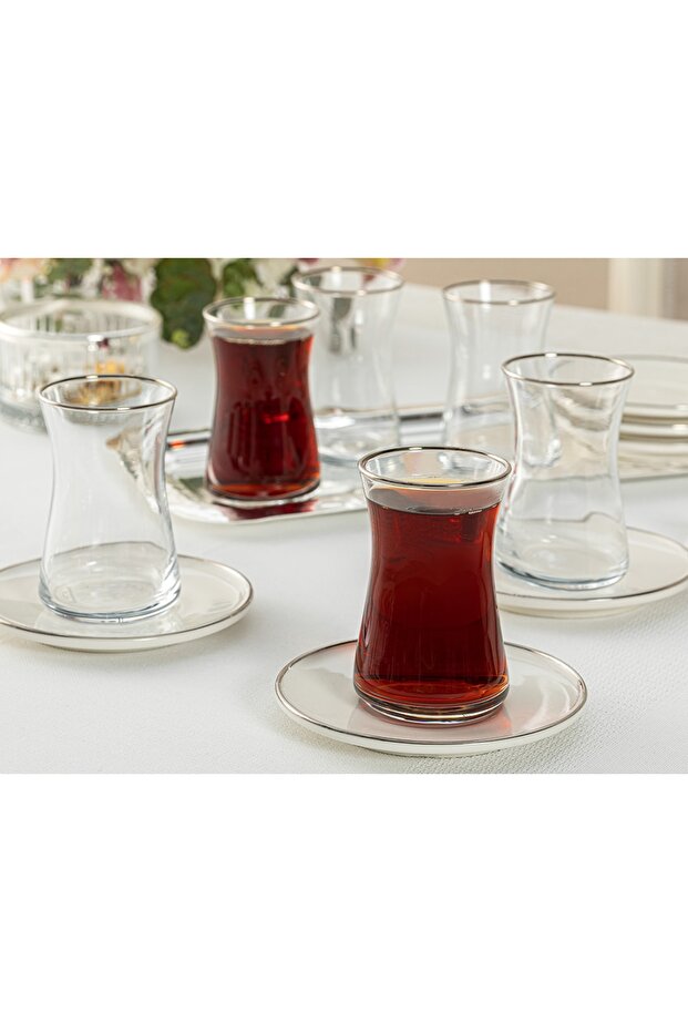 Torino Porcelain 12 Piece Tea Set 160 ml Silver