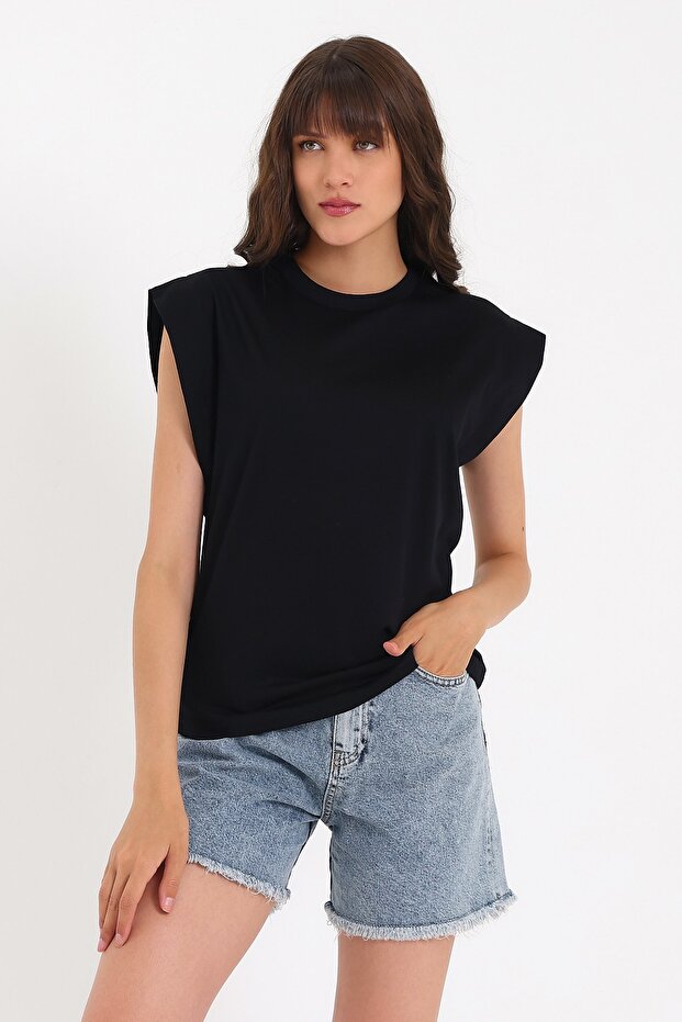 Kolsuz Basic Örme T-shirt Ad-y38624wyz - 1