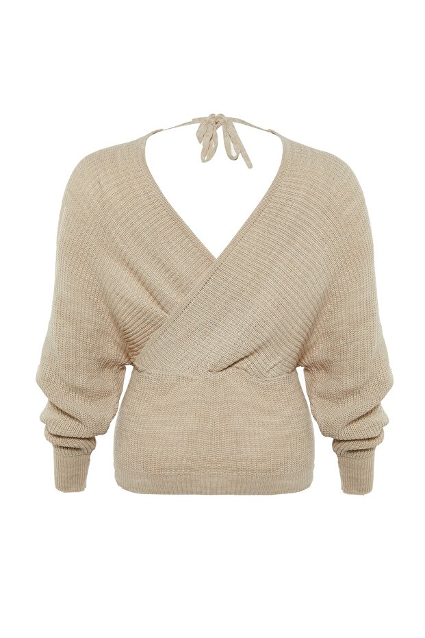 Sweter z zamkiem z przodu i wiązaniem z tyłu TBBAW23AN00040 - 7