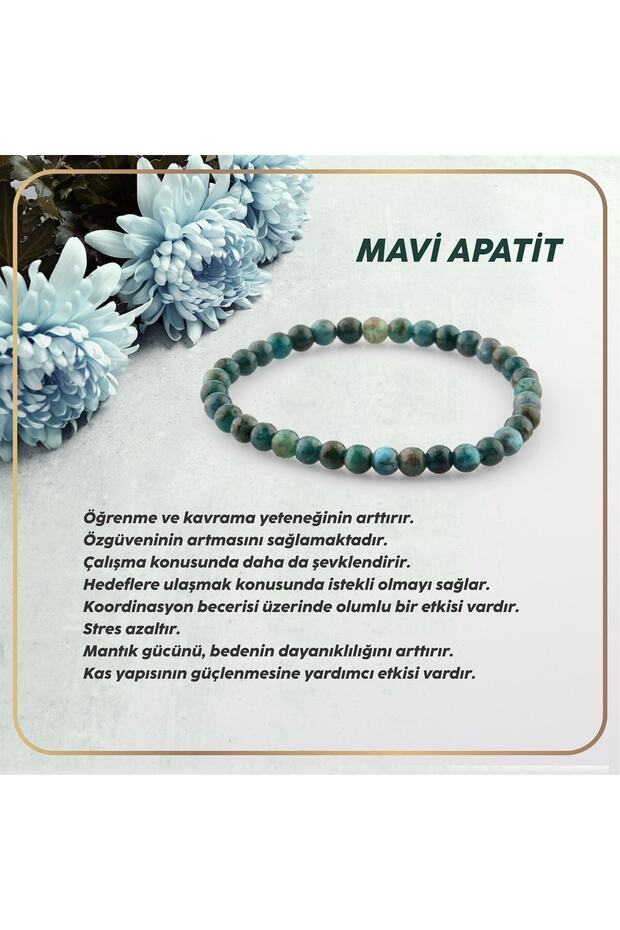 Certified Blue Apatite Natural Stone Bracelet 6mm B094