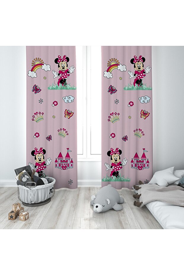 Baby and Children's Room Minnie Mouse Two Wing Background Curtain Bmfp-180