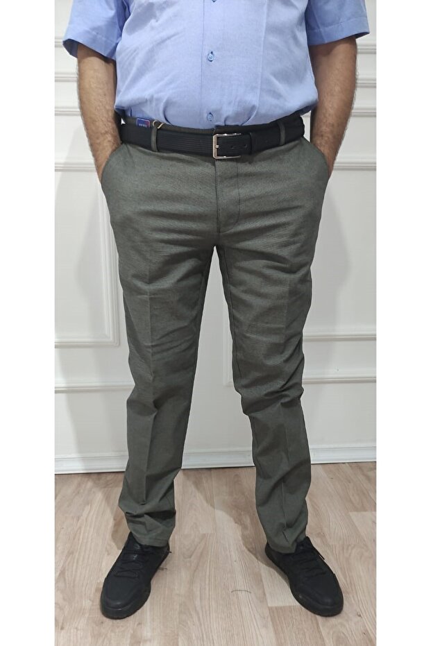 Men's Classic Comfortable Fit Khaki Linen Trousers
