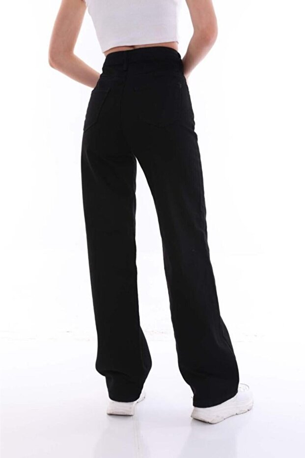 Women's Black High Waist Palazzo Jean Denim Trousers