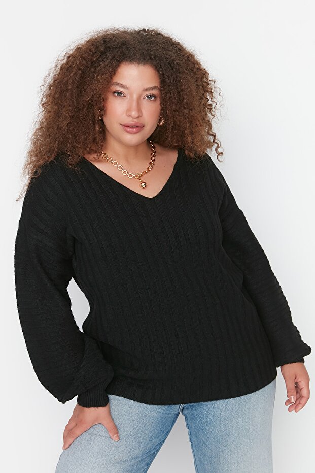 Blauer Strickpullover - 3