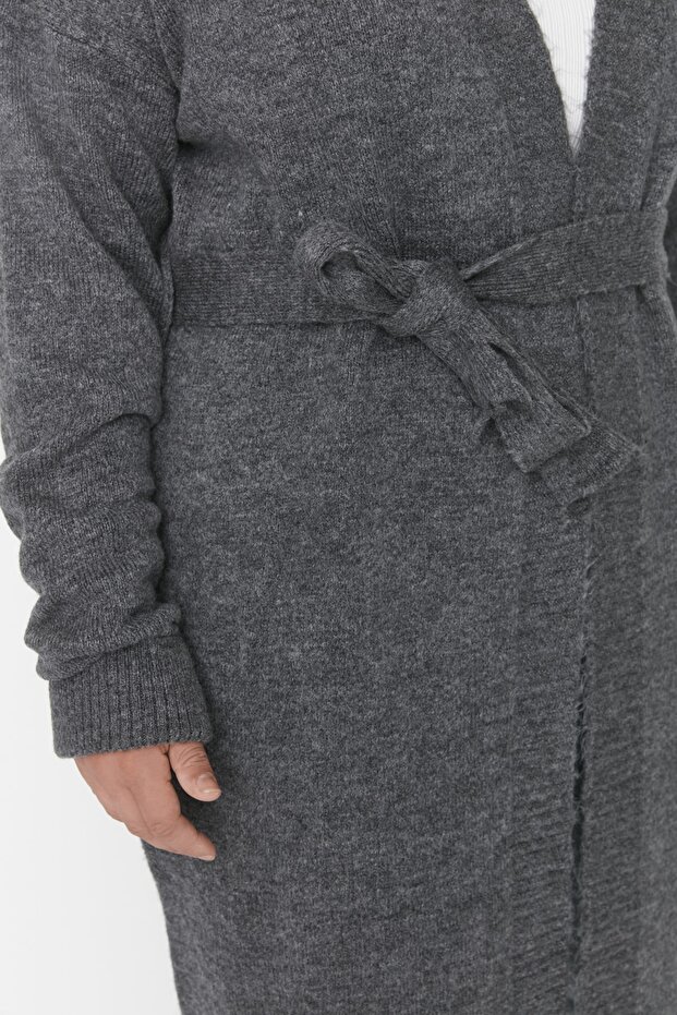 Antrasit Oversize/Bol Kesim Triko Hırka TBBAW23AV00017 - 4