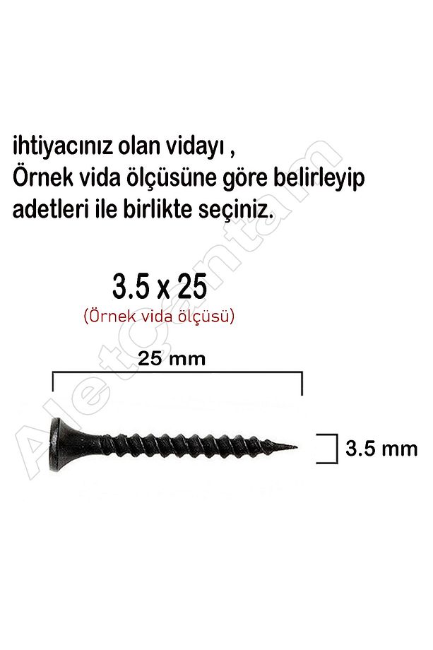 Sivriuçlu Alçıpan Vidası Borazan Siyah Vida 3.5 X 25 Mm 100 Adet - 2