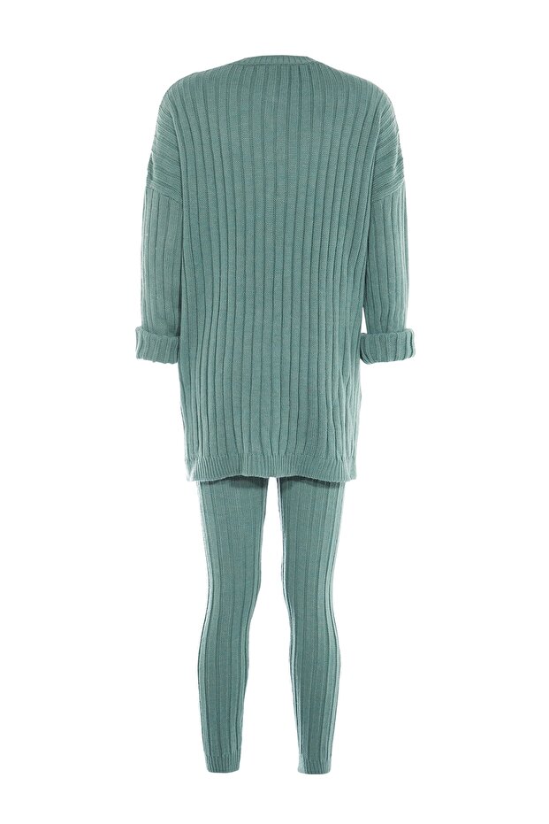 Ribbed Mint Knit Set - Loose Fit, Two-Piece Top and Bottom Set TWOAW22AU0039 - 7