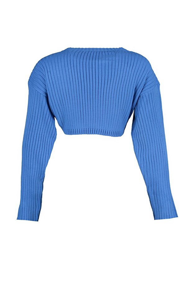 Blauer Super Crop Basic Strickpullover TWOAW23KZ01068 - 6