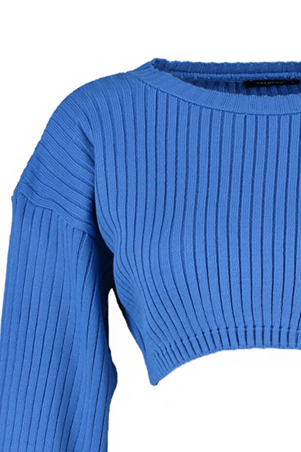 Blauer Super Crop Basic Strickpullover TWOAW23KZ01068 - 8