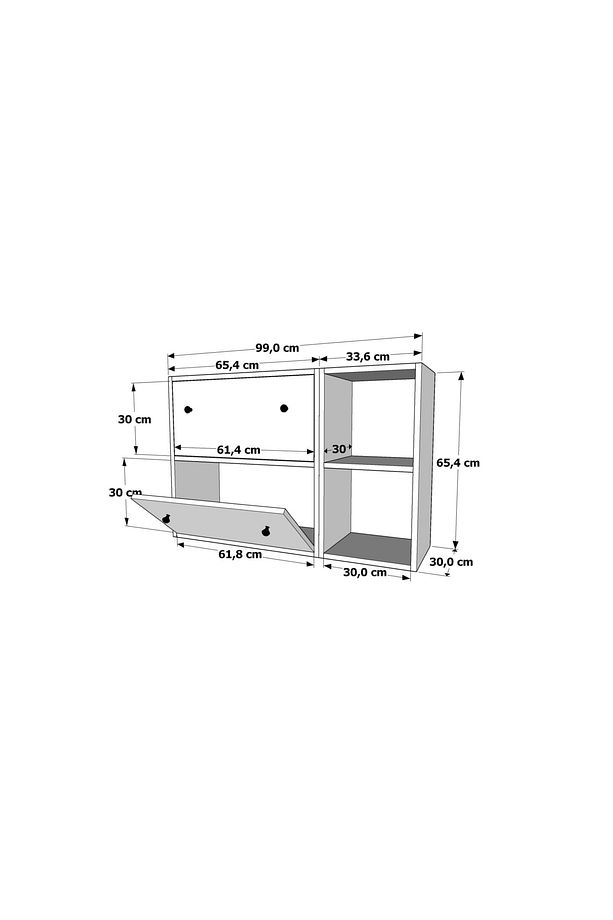 Rafli Düser Kapakli Dolapli Ayakkabilik Beyaz 100 Cm Ayk-1044-ç - 4