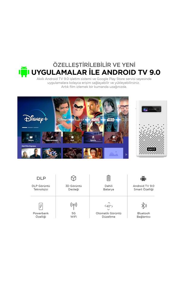 Prime Onyx Taşınabilir Bataryalı DLP Projeksiyon Cihazı (YouTube, Netflix, Exxen, Disney+) - Siyah - 6