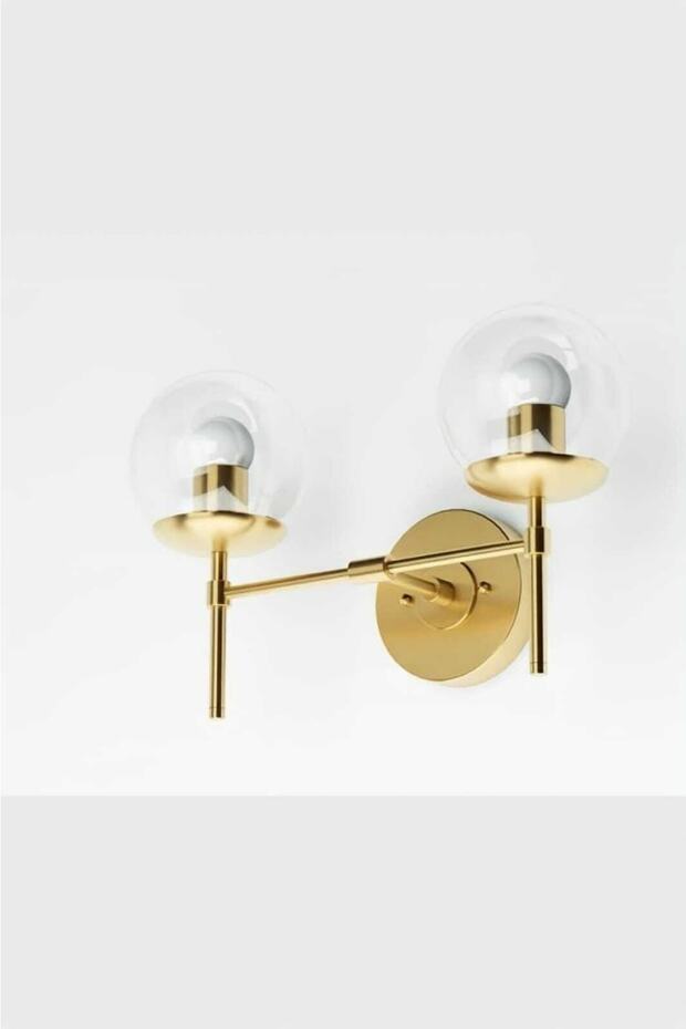 Ahsen 2-Piece Gold Modern Sconce (Transparent Glass)